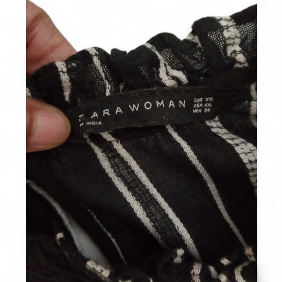 Zara Women Black White Tiered Swing Dress Long Sleeve Babydoll Size XXL - Picture 3 of 9